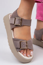 Manijero Vena Women's Genuine Leather Mink Backstrap Sandals