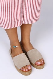 Manijero Veta Genuine Leather Open Toe Beige Backstrap Sandals