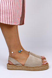 Manijero Veta Genuine Leather Open Toe Beige Backstrap Sandals